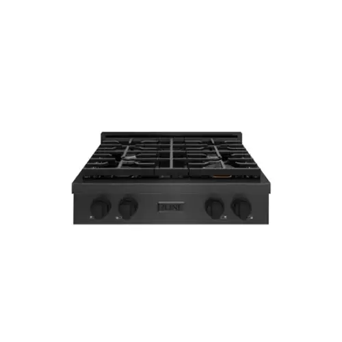 Front. ZLINE - ZLINE 30 in. Paramount Gas Rangetop with 4 Burners and Porcelain Cooktop in Black Satin Steel (SRTBS-30) - Black Satin Stainless Steel.