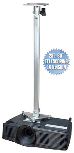 PCMD, LLC - Projector Ceiling Mount Compatible with Sony VPL-CX76 CX86 DX10 DX11 DX15 ES4 ES5 ES7 EW226 (Telescoping 23-30-Inch Ext) - Aluminum-Front_Standard 