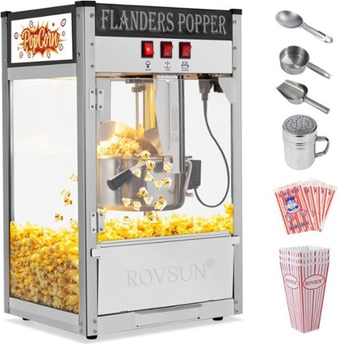 Winado - 800W Commercial Popcorn Machine with 10 Ounce Kettle Makes Up to 40 Cups ETL Certified, Countertop Popcorn Maker - Black-Front_Standard 