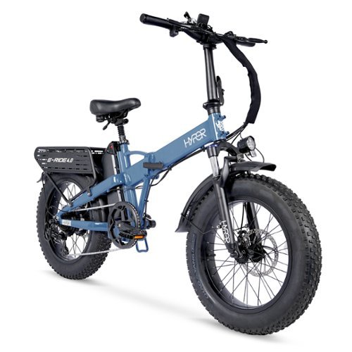 Hyper - E-RIDE Electric Bike eBike - 45mi Max Range - 20MPH Max Speed Includes Rear Bag - Cover - Lock - UL Approved & Certified - Blue