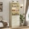 Aheaplus - 80'' Tall Bookcase with 4 Wooden Drawers, 21.3'' Wide Storage Unit with Adjustable Shelves - Beige Oak-Front_Standard