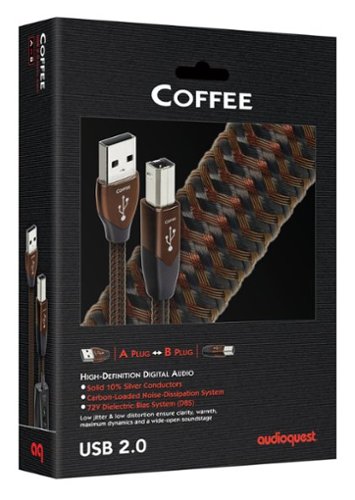 AudioQuest Coffee USB-A > B 9.8' Digital  High-Definition Audio Cable with USB-A to USB-B Connectors - Gray on Black WORLDWIDE DELIVERY
