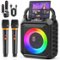 GlowWise - Karaoke Machine with 2 Wireless Mics, Portable BT Speaker with LED Lights, Support USB/TF/AUX, for Home Party - Blank-Front_Standard