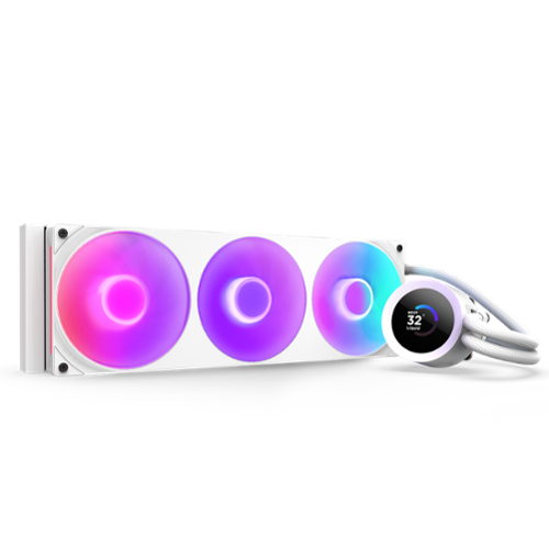 NZXT - Kraken Plus RGB 360mm Radiator CPU Liquid Cooler (1 x F360 RGB Core single-frame fan) with 1.54" Square LCD - White