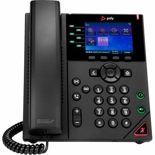 HP - Poly OBI VVX 350 IP Phone - Corded - Corded - Desktop, Wall Mountable - TAA Compliant - VoIP - 2 x Network - Black-Front_Standard 