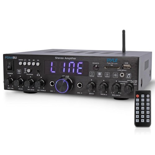 Pyle - Bluetooth Stereo Amplifier Receiver - Black-Front_Standard 