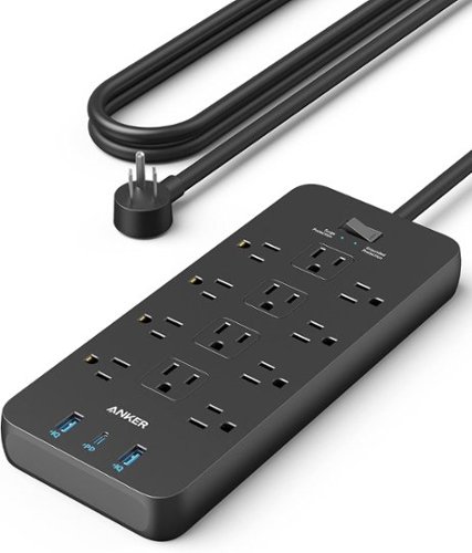 Anker - Power Strip with 3 USB Ports - Black-Front_Standard 