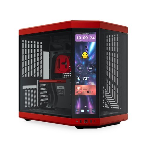 HYTE - Y70 Touch Infinite Mid Tower Aesthetic Gaming PC Case with 2.5K IPS Touchscreen and Riser Cable - Black Cherry-Front_Standard 