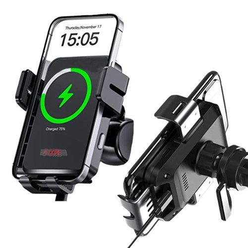 5 CORE - Magnetic Wireless Car Charger Mount, Stick on The Dashboard for MagSafe iPhone & Android - Black-Front_Standard 