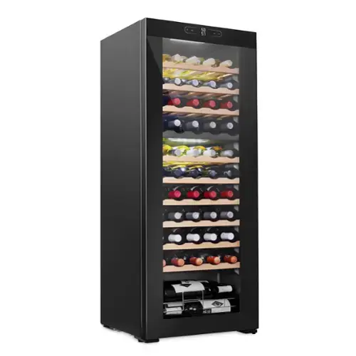 Front. Schmecke - 55 Bottle Freestanding Wine Refrigerator, Dual Zone Wine Fridge with Anti-UV Glass, Black - Black.