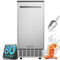 Ecozy - 15" Under Counter Ice Maker Machine, Built in Freestanding Ice Maker, 80 Lbs/Day, 24 Lbs Storage - Stainless Steel-Front_Standard
