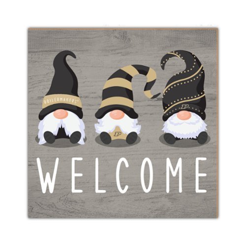 Fan Creations - Purdue Boilermakers 10'' x 10'' Welcome Gnomes Sign - Multicolor-Front_Standard 