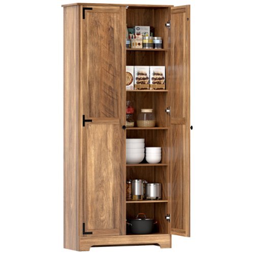 Homcom - 72" Farmhouse Pantry Cabinet - Brown-Front_Standard 