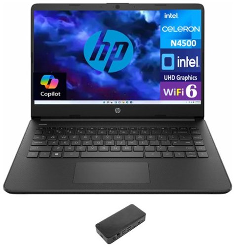 HP - 14 Laptop 14.0 HD (Intel Celeron N4500, 16GB DDR4, 256GB PCIe SSD, Intel UHD, Win 11 Pro) - Jet Black-Front_Standard 