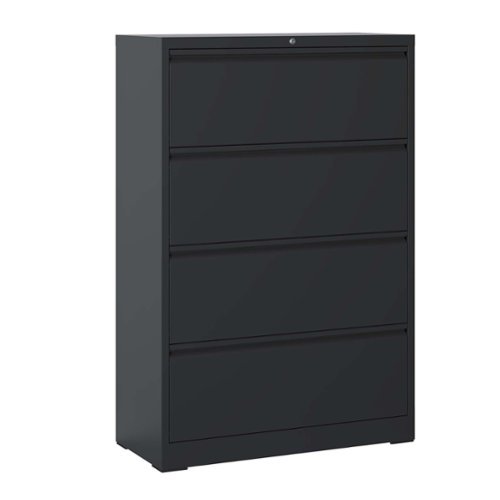 Dexmalle - Dexmalle-Lateral File Cabinet 4 Drawer with Lock-Black-Front_Standard 