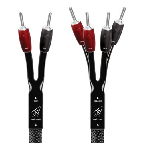 AudioQuest Rocket 44 20' Pair Bi-Wire Speaker Cable, Silver Banana Connectors - Silver/Black INTERNATIONAL SHIPPING