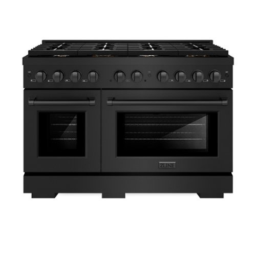 ZLINE - 48" Paramount Double Oven Gas Range in Black Stainless w/ 8 Brass Burners (SGRB-BR-48) - Black Stainless Steel-Front_Standard 