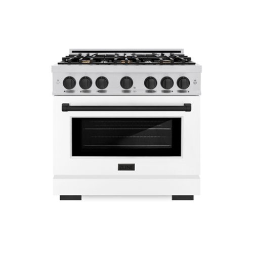 ZLINE - Autograph 36" Select Dual Fuel Range with Black Accents (HDRZ-WM-36-MB) - White-Front_Standard 