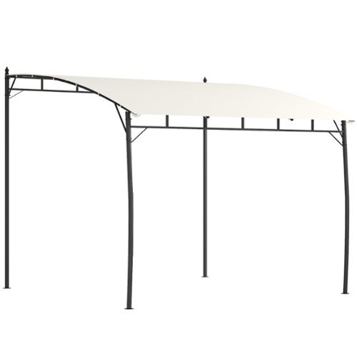 Outsunny - x 10' Outdoor Pergola Gazebo, Garden Sun Shade Shelter with Metal Frame for Porch, Patio, Deck - Cream White-Front_Standard 