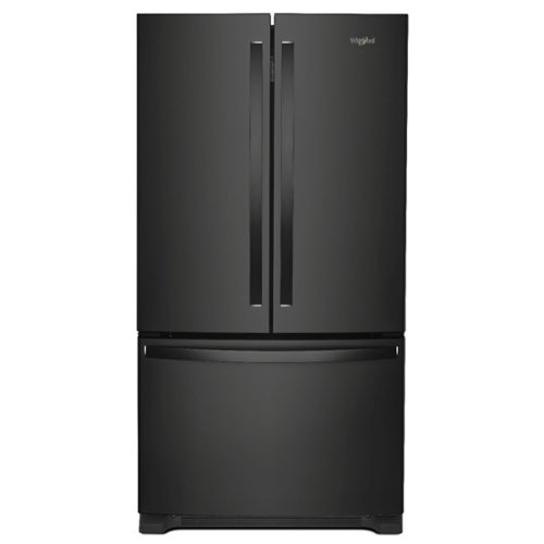 Whirlpool - 20 Cu. Ft. French Door Bottom Mount Counter-Depth Refrigerator - Black-Front_Standard 