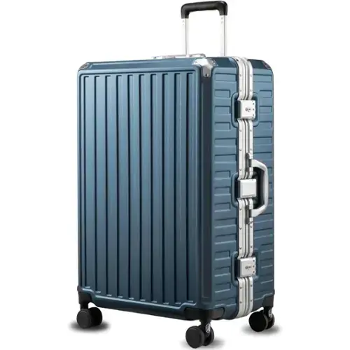 Front. LUGGEX - LUGGEX 28 Inch Aluminum Frame Zipperless Polycarbonate Spinner Hard Shell Suitcase - LX-ZX - Blue.