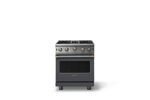 Viking - Professional 5 Series 4.0 Cu. Ft. Freestanding Open Burner Gas Convection Range - Cast Black w. Brushed Brass Trim - Cast Black