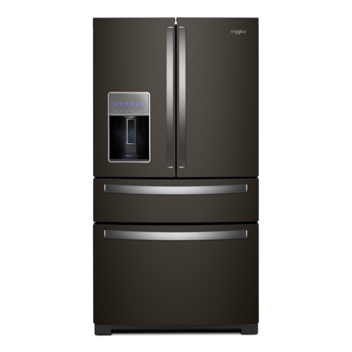 Whirlpool - 26 Cu. Ft. Wide 4 Door Refrigerator with Prep and Store Bins - Black Stainless Steel