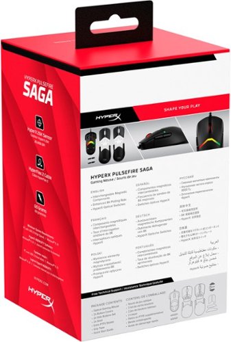 HyperX Pulsefire Saga Lightweight Wired Optical Gaming Mouse with RGB Lighting - Wired - Black BUY IN UK