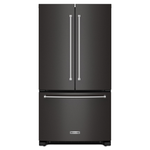KitchenAid - 20 cu. ft. 36-Inch Width Counter-Depth French Door Refrigerator with Interior Dispense - Print Resist Blk Stnlss-Front_Standard 