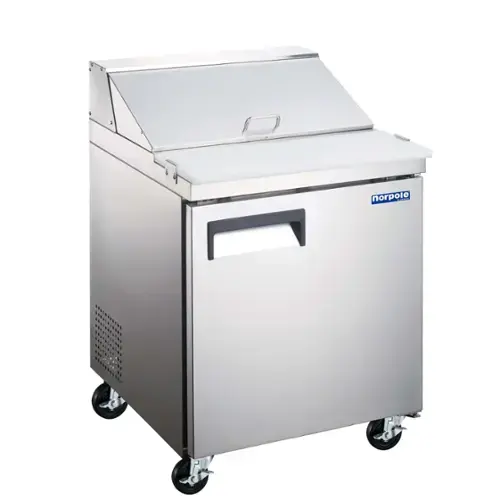Front. Magic Chef - E-Series 27 in. 6 cu ft. Single Door Sandwich/Salad Prep Table Refrigerator in Stainless Steel - Stainless Steel.