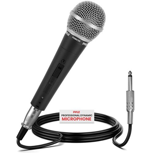 Pyle - Professional Dynamic Vocal Microphone, Cardioid, XLR Cable Included, ON/OFF Switch - PDMIC59 - Black-Front_Standard 