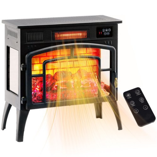 Ecooso - 22" Fireplace Heater with Realistic Flame Effect, Overheating Protection & Adjustable Temperature for Indoor, 1500W - Black-Front_Standard 