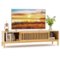 Costway - TV Stand for TVs up to 65 Inches with Sliding Slatted Doors 5 Cable Holes - Natural-Front_Standard