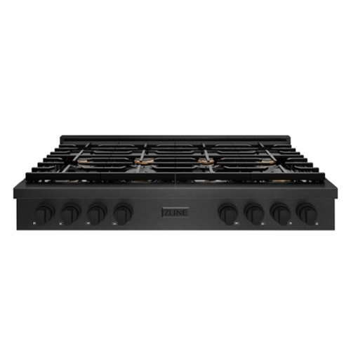 ZLINE - 48 in. Paramount Gas Rangetop with 8 Brass Burners and Porcelain Cooktop in Black Satin Steel (SRTBS-BR-48) - Black Satin Stainless Steel