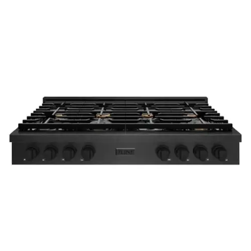 Front. ZLINE - ZLINE 48 in. Paramount Gas Rangetop with 8 Brass Burners and Porcelain Cooktop in Black Satin Steel (SRTBS-BR-48) - Black Satin Stainless Steel.