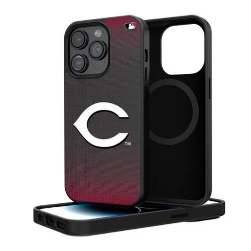 Keyscaper - MLB - Cincinnati Reds Linen Logo iPhone Magnetic Bump Case - 16 Pro Max - Black-Front_Standard 