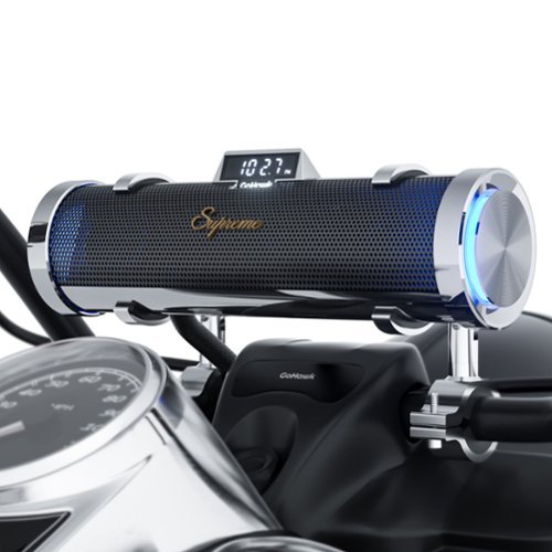 GoHawk - Bluetooth Motorcycle Speakers: 6-Speaker Waterproof Stereo System w/ Built-in Amp, Aluminum Soundbar, FM/USB Music/LED - Chrome-Front_Standard 