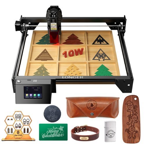LONGER - 10W Laser Engraver Cutter with 15.7in x 15.7in Area, Dual-Beam & Touchscreen - Black-Front_Standard 
