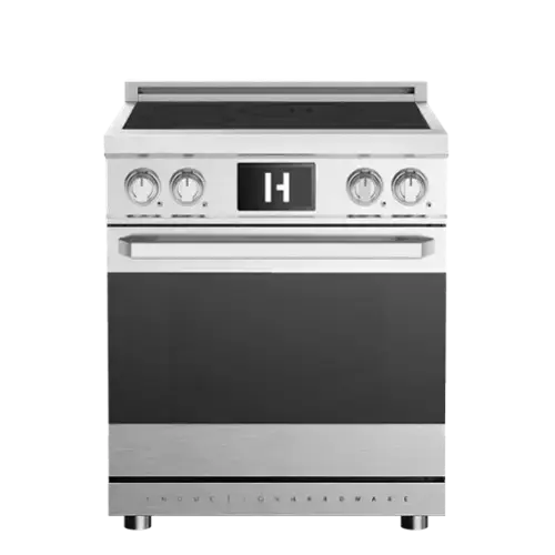 Front. Induction Hardware - Professional 30 Inch Induction Range with Convection Oven & Air Fry, 4 Burner, Pizza Stone - Stainless Steel.