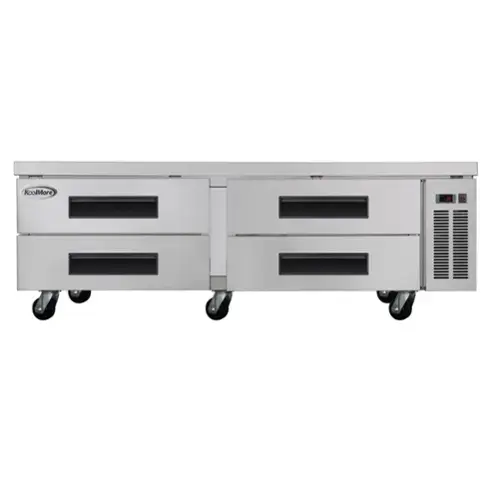 Front. Koolmore - 72 in. Commercial Chef Base Refrigerator Storage Cabinet , Pull-Out Drawers, Rolling Caster Wheels, ETL Listed - Stainless-Steel.