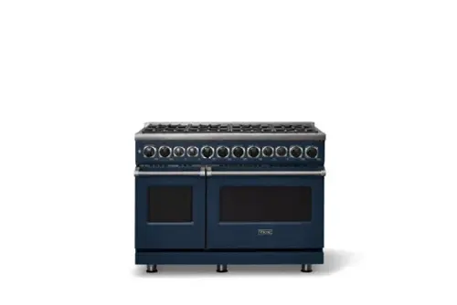 Front. Viking - 48 in. Wide 8 Burner 7-Series Dual Fuel Self-Clean Range -LP - Slate Blue.