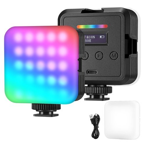 Neewer - Magnetic RGB Camera Light - Full Color LED Panel with 3 Cold Shoes & High CRI for Video & Selfies - Black-Front_Standard 