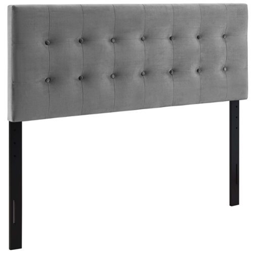 Emily Biscuit Tufted Performance Velvet Full Headboard by Modway - Gray-Front_Standard 