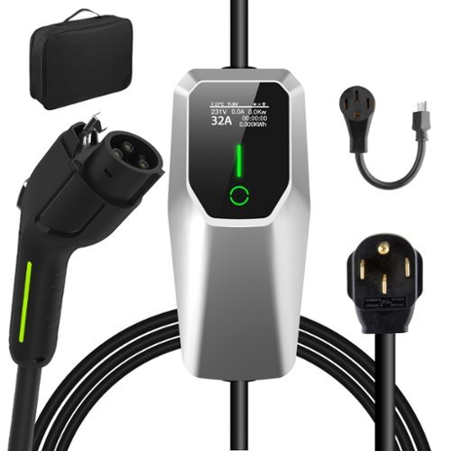 Junsun - 6 Meters 7.2KW 32A Type2 Portable Electric Vehicle (EV) Charger For all Electric Vehicles NEMA 14-50 Plug - Silver-Front_Standard 