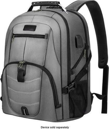 SaharaCase - Water Resistant Backpack with USB Charging port and fits up to 17.3" laptop - Gray-Left_Standard 