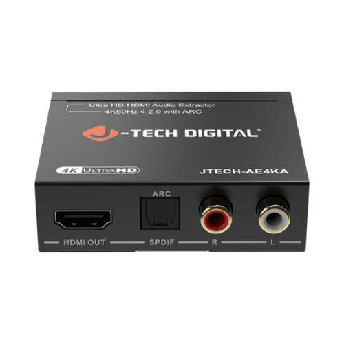 J-Tech Digital - 4K 60Hz 4:2:0 HDMI Audio Extractor with ARC Function - Black-Front_Standard 