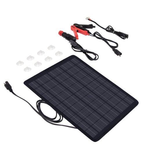 Renogy - 10W Solar Panel Trickle Charger - Black-Front_Standard