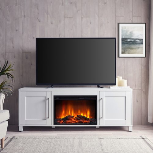 Camden&Wells - Yarmouth Log Fireplace TV Stand for Most TVs up to 75" - Alabaster-Front_Standard 