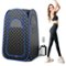 Costway - Portable Home Sauna Full Body Steam Sauna Tent with 3L Steam Generator - Black + Blue-Front_Standard