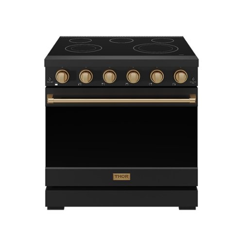 Gordon Ramsay Series by Thor Kitchen 6.0 Cu. Ft Freestanding Electric Range with Bronze Hardware - Black-Front_Standard 